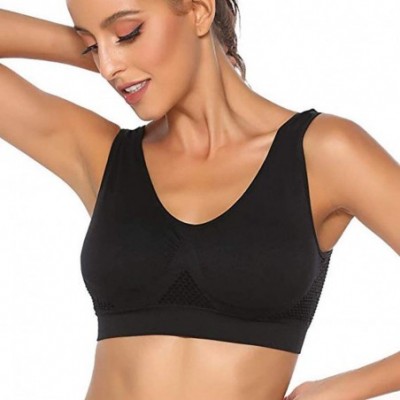 Bras Ladies 2PC Seamless Sport Yoga Bras-Anti-Sagging Sport Padded Push up Sleep Bras - Black-beige - C918ZANSRS5