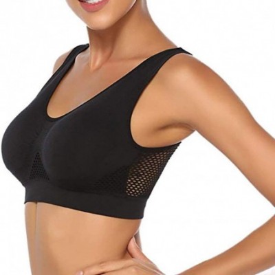 Bras Ladies 2PC Seamless Sport Yoga Bras-Anti-Sagging Sport Padded Push up Sleep Bras - Black-beige - C918ZANSRS5