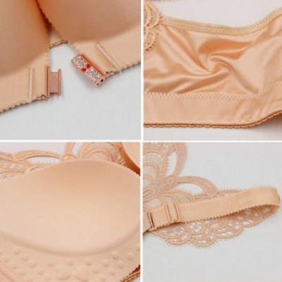 Bras Women Wireless Bra-Solid Color Front Buckle Back Butterfly Design Underwear Seamless Brassiere Skin Color 40/90D - Skin ...