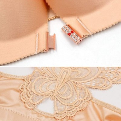 Bras Women Wireless Bra-Solid Color Front Buckle Back Butterfly Design Underwear Seamless Brassiere Skin Color 40/90D - Skin ...