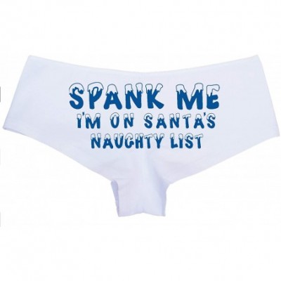 Panties Spank Me Im On Santas Naughty List Sexy White Boyshort Panties - Royal Blue - CX18M8K9387