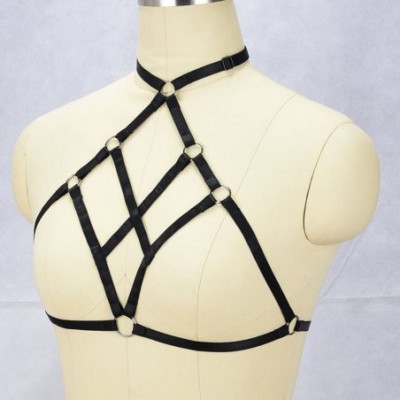 Camisoles & Tanks Womens Gothic Cupless Harness Halter Strappy Body Caged Bra - Style 1 - CH1804SM3E5