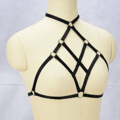 Camisoles & Tanks Womens Gothic Cupless Harness Halter Strappy Body Caged Bra - Style 1 - CH1804SM3E5