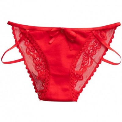 Baby Dolls & Chemises Sexy Lingerie Lace Brief Underpant Sleepwear Underwear Bowknot - Red - CN1906U8EY3