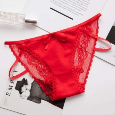 Baby Dolls & Chemises Sexy Lingerie Lace Brief Underpant Sleepwear Underwear Bowknot - Red - CN1906U8EY3