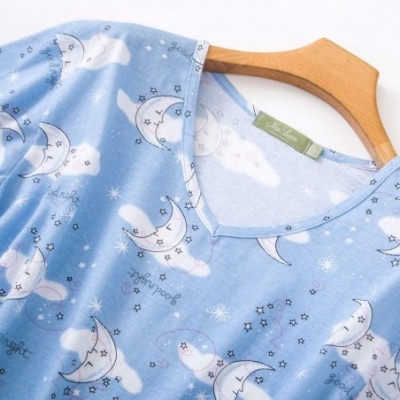 Sets Women's Sleepwear -Cute Print Short-Sleeve Tee and Shorts Pajama Sets - Blue Moon - CC190RH0UUM