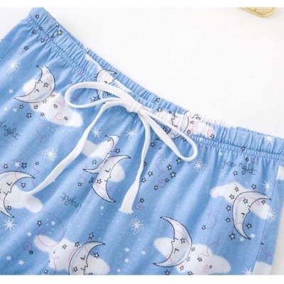 Sets Women's Sleepwear -Cute Print Short-Sleeve Tee and Shorts Pajama Sets - Blue Moon - CC190RH0UUM