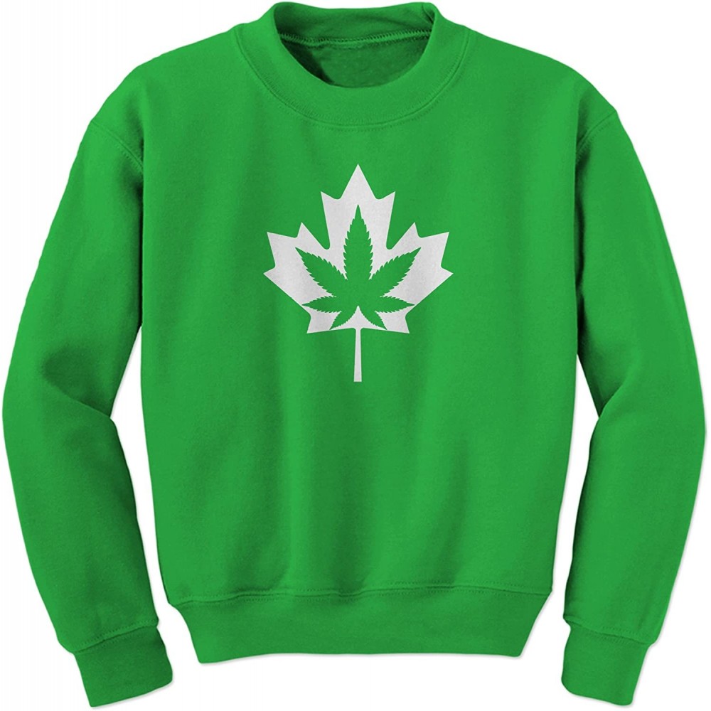 Camisoles & Tanks Canadian Maple Leaf with Pot Leaf Crewneck Sweatshirt - Kelly Green - CS18G7MIWXO