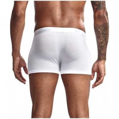 Bikinis Boxer Briefs Mens Solid Cotton Blend Sweat Absorbing Underpants Mesh Splice Pouch Underwear - White - CZ18X788XCH