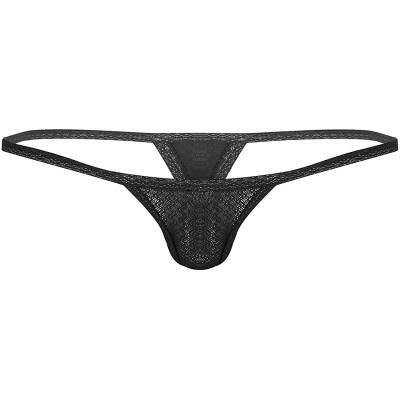 G-Strings & Thongs Men's Low Rise Bulge Pouch G-String Thong Underwear Y-Back Panties Bikini Swimwear - Black - CB18RI6TGIE