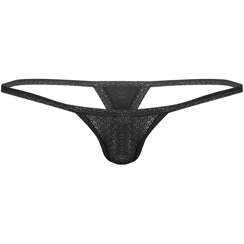 G-Strings & Thongs Men's Low Rise Bulge Pouch G-String Thong Underwear Y-Back Panties Bikini Swimwear - Black - CB18RI6TGIE