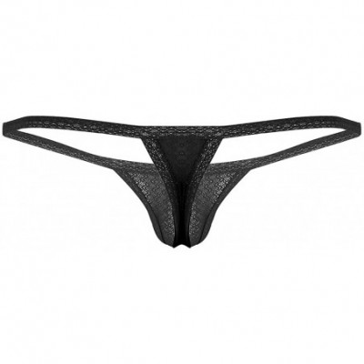 G-Strings & Thongs Men's Low Rise Bulge Pouch G-String Thong Underwear Y-Back Panties Bikini Swimwear - Black - CB18RI6TGIE