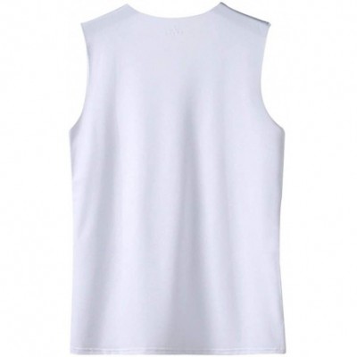 Undershirts Men's Ice Silk Seamless Quick Dry Tank Top Summer V Neck Solid Color Breathable Vest - White - CF19DO3ZOQU