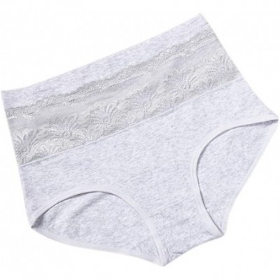 Thermal Underwear Sexy Fashion Women Fashion Lace Underwear High Waist Solid Underpants Pants - Gray - CT199UTC34S