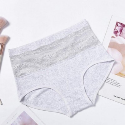 Thermal Underwear Sexy Fashion Women Fashion Lace Underwear High Waist Solid Underpants Pants - Gray - CT199UTC34S