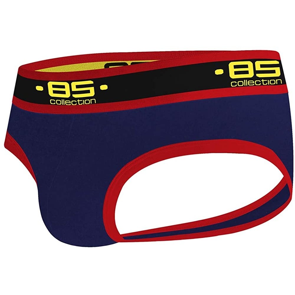 Briefs Men's Jockstrap Thong Underwear Cotton Jock Strap - Navy - C819DG2LA20