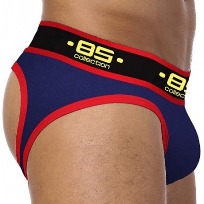 Briefs Men's Jockstrap Thong Underwear Cotton Jock Strap - Navy - C819DG2LA20