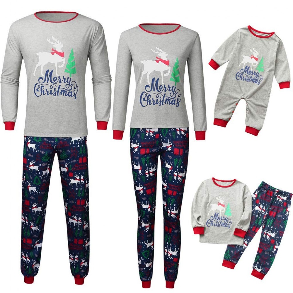 Sleep Sets Family Matching Christmas Pajamas - Cozy Fleece- Navy Reindeer Matching Mix and Match Holiday Sleepwear Printing L...