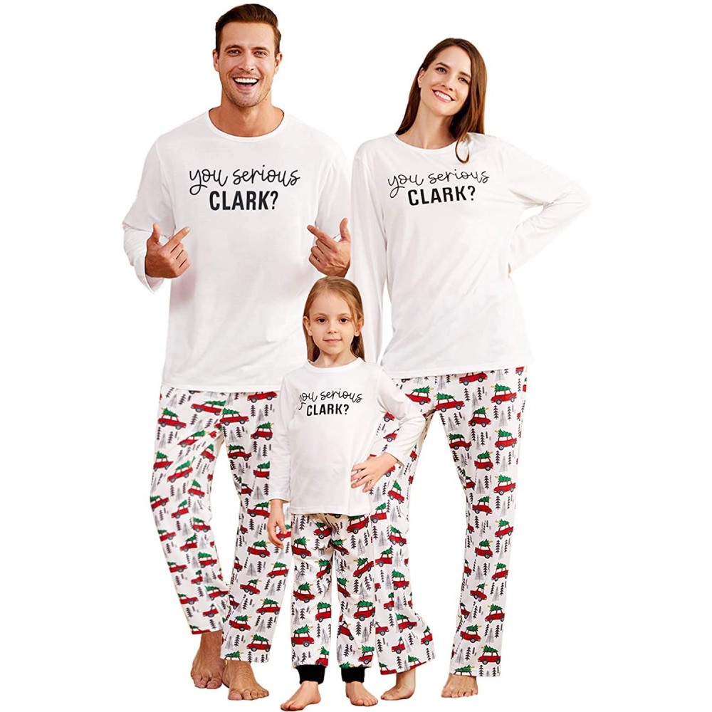 Sleep Sets Matching Family Pajamas Sets Holiday Stay at Home PJ's with Letter Printed Tee and Car Printed Pants Loungewear - ...