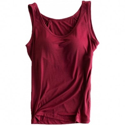 Camisoles & Tanks 3 Pcs Women's Basic Solid Camisole Stretch Casual Tank Tops - White- Maroon- Royal Blue - CL18KCL8E4A