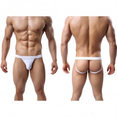 Briefs Men's Jockstrap Athletic Supporter Performance Sexy Gay Underwear Briefs - White - CU18ELIAH00