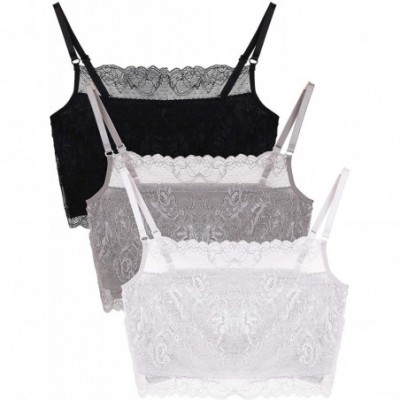 Camisoles & Tanks 3 Pieces Lace Camisole Lace Half Bralette Neck Lace Top Bandeau Bra Camisole with Adjustable Strap for Wome...