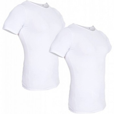 Shapewear Men's Light Compression Crew Neck Shirt - Slimming Tee (2 Pack) - White - CF18ESCZOR8