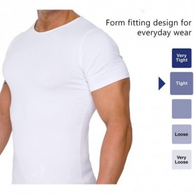 Shapewear Men's Light Compression Crew Neck Shirt - Slimming Tee (2 Pack) - White - CF18ESCZOR8