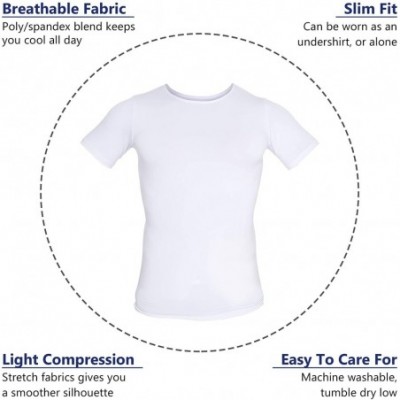 Shapewear Men's Light Compression Crew Neck Shirt - Slimming Tee (2 Pack) - White - CF18ESCZOR8