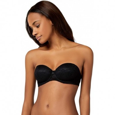 Bras Women's Strapless Lace Bra - Black Beauty - C518K5RWNUO