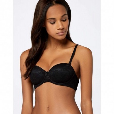 Bras Women's Strapless Lace Bra - Black Beauty - C518K5RWNUO