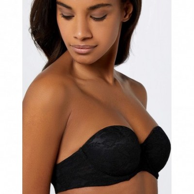 Bras Women's Strapless Lace Bra - Black Beauty - C518K5RWNUO