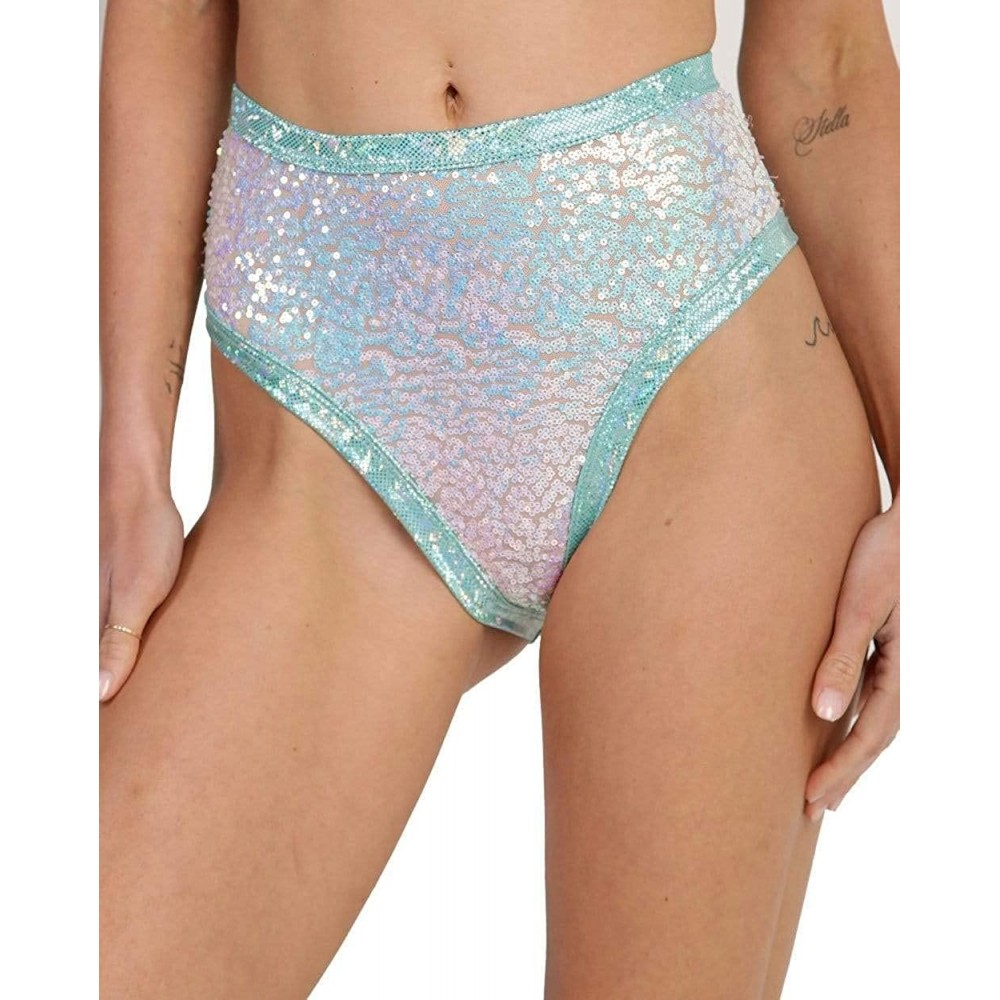 Shapewear J. Valentine High Waisted Booty Shorts - Cute Styles for Women - Ultra Glitzy Sequin - Mint - CZ194X5ZTOR