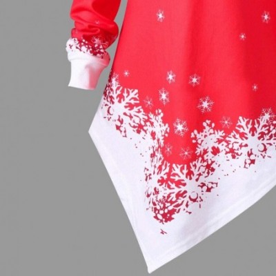 Shapewear Womens Christmas Santa Off Shoulder Asymmetric Snowflake Sweater Pullover - Red - C818IK09TOW