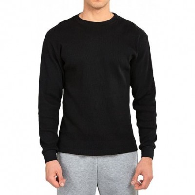 Thermal Underwear Men's Classic Fit Waffle-Knit Heavy Thermal Shirt - Black - CW187HMQ5O4