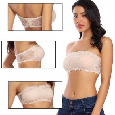 Bras Bandeau Bra for Women Strapless Lace Basic Layer Seamless Padded Tube Top - Nude - CS18WNEGE53