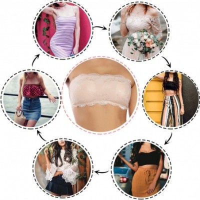 Bras Bandeau Bra for Women Strapless Lace Basic Layer Seamless Padded Tube Top - Nude - CS18WNEGE53