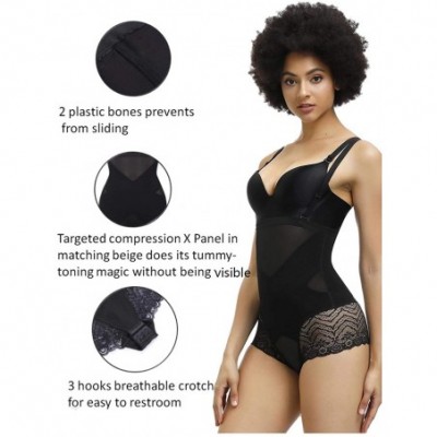 Shapewear Womens Shapewear Butt Lifter Body Shaper Tummy Control Bodysuit Postpartum Faja Plus Size - Black-lace Pattern - CD...