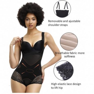 Shapewear Womens Shapewear Butt Lifter Body Shaper Tummy Control Bodysuit Postpartum Faja Plus Size - Black-lace Pattern - CD...