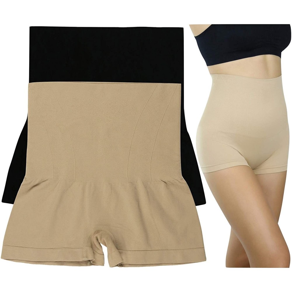 Shapewear Women's High-Waisted Shaping Control Shorts - 2 Pack Seamless Shaping Shorts - C518ZOZ7DUT