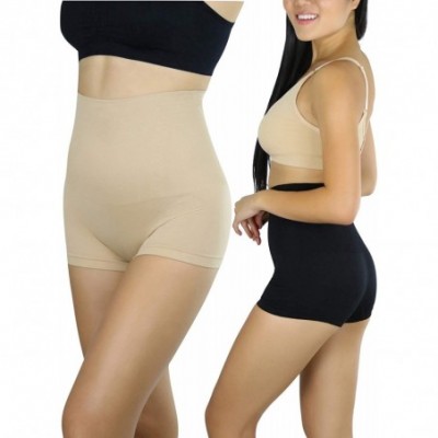 Shapewear Women's High-Waisted Shaping Control Shorts - 2 Pack Seamless Shaping Shorts - C518ZOZ7DUT