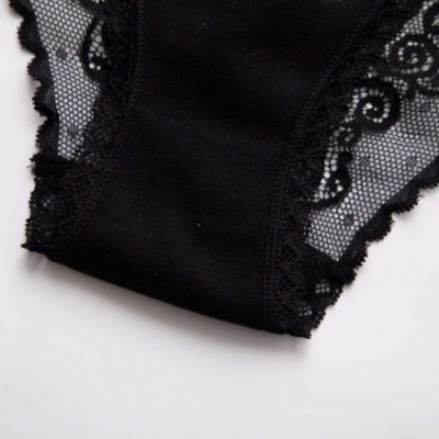 Tops Women's Lace String Bikini Half Coverage Panties Sexy Low Waist Smooth Underpants - Black - C8196RH953X