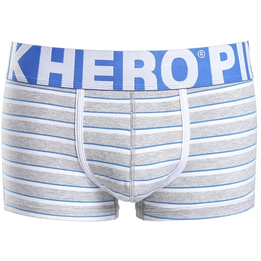 Briefs Men's Ultra Soft Boxer Briefs Strpie Underwear with Soft Pouch - Grywht - CU19340555D