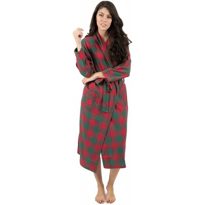 Robes Womens Flannel Robe Christmas Robe (Size X-Small-XX-Large) - Red/Green - CH18IGIKXE6