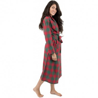 Robes Womens Flannel Robe Christmas Robe (Size X-Small-XX-Large) - Red/Green - CH18IGIKXE6