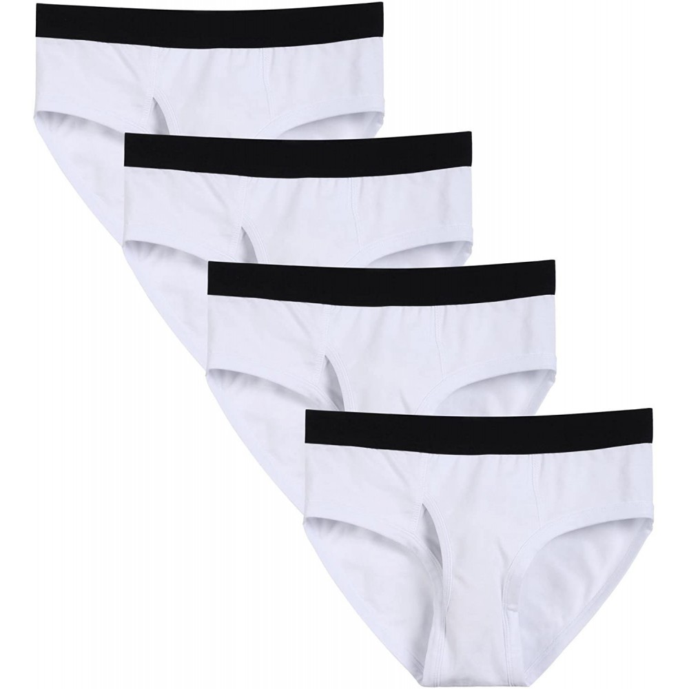 Briefs Men Underwear Cotton Stretch Boxer Brief Double Crotch 3-Pack - White - CV19D3QKW2I