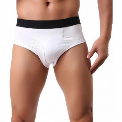 Briefs Men Underwear Cotton Stretch Boxer Brief Double Crotch 3-Pack - White - CV19D3QKW2I