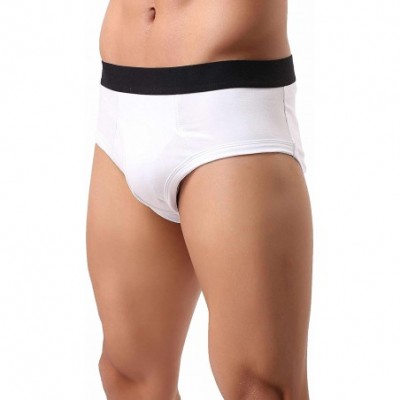 Briefs Men Underwear Cotton Stretch Boxer Brief Double Crotch 3-Pack - White - CV19D3QKW2I