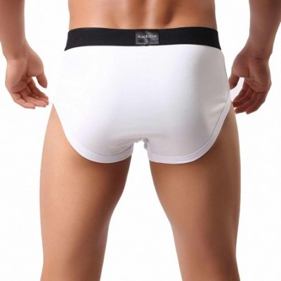 Briefs Men Underwear Cotton Stretch Boxer Brief Double Crotch 3-Pack - White - CV19D3QKW2I