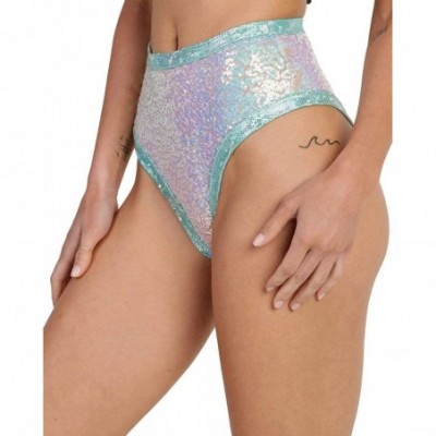 Shapewear J. Valentine High Waisted Booty Shorts - Cute Styles for Women - Ultra Glitzy Sequin - Mint - CZ194X5ZTOR